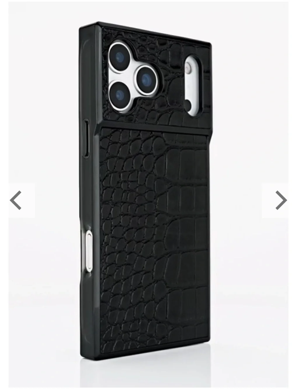 🆕 Flaunt SQUARE iPhone 17 Pro Max Black Crocodile Faux Leather Case!